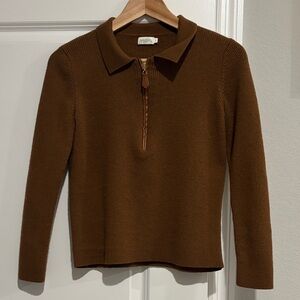 Spartina 449 100% Merino Wool Brown Ribbed Sweater